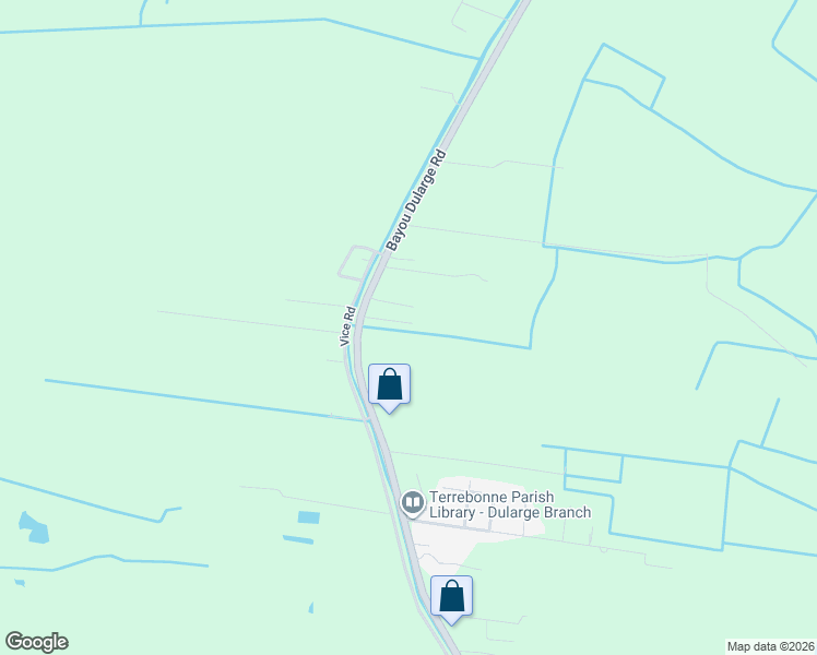 map of restaurants, bars, coffee shops, grocery stores, and more near 765 Bayou Dularge Road in Houma