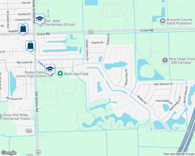 map of restaurants, bars, coffee shops, grocery stores, and more near 31 Royal Rose Drive in Manvel