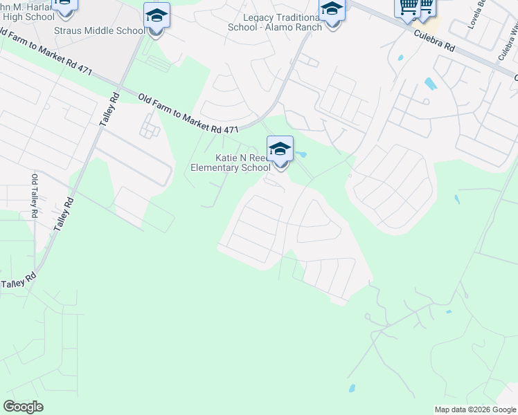 map of restaurants, bars, coffee shops, grocery stores, and more near Pvt Road in San Antonio