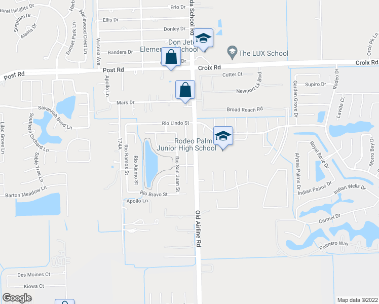 map of restaurants, bars, coffee shops, grocery stores, and more near 5413 Rio Sabinas Street in Rosharon