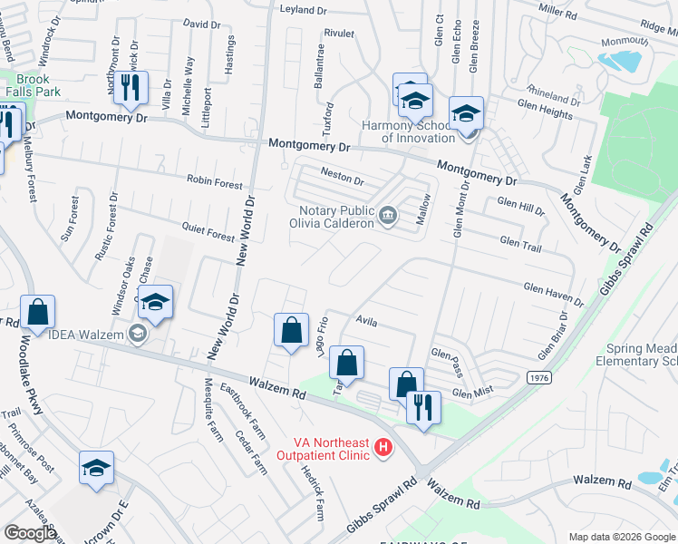 map of restaurants, bars, coffee shops, grocery stores, and more near 7808 Sarepto in San Antonio