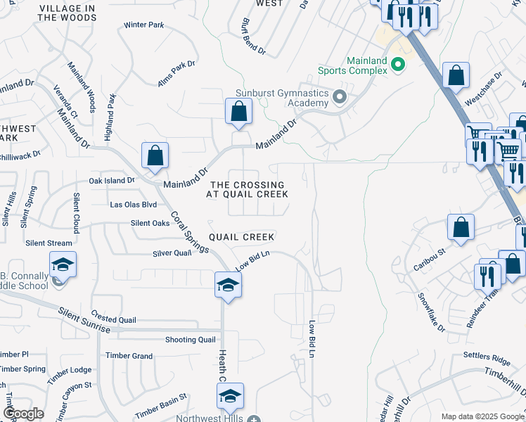 map of restaurants, bars, coffee shops, grocery stores, and more near 8507 Quail Tree in San Antonio