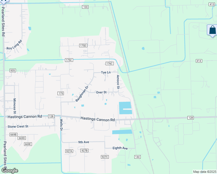 map of restaurants, bars, coffee shops, grocery stores, and more near 8039 Over Street in Pearland