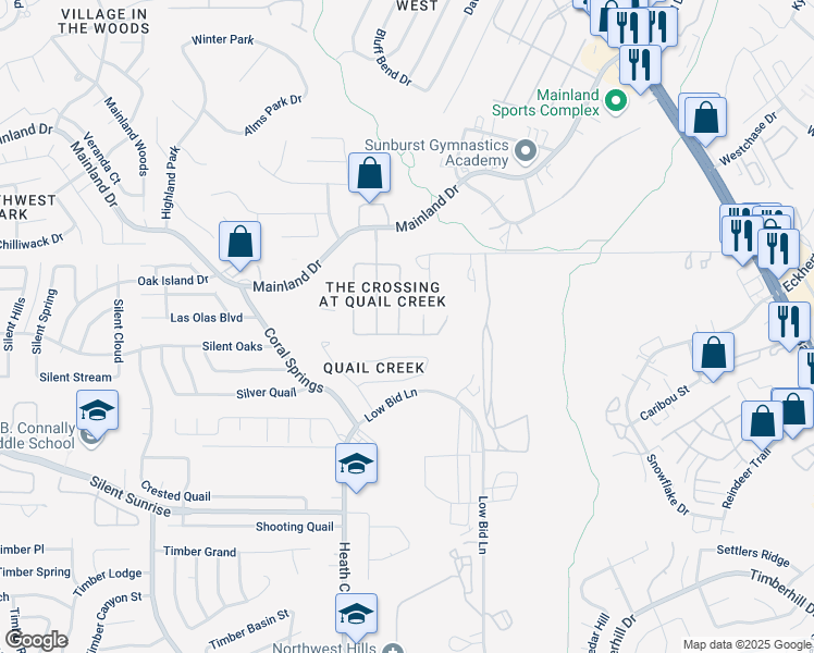map of restaurants, bars, coffee shops, grocery stores, and more near 8507 Quail Tree in San Antonio