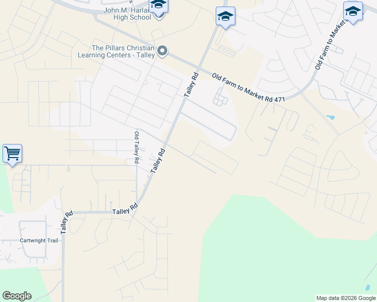 map of restaurants, bars, coffee shops, grocery stores, and more near 7500 Talley Road in San Antonio