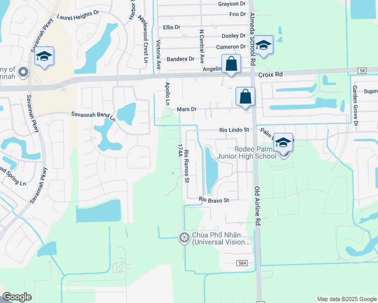 map of restaurants, bars, coffee shops, grocery stores, and more near 5411 Rio Ramos Street in Rosharon