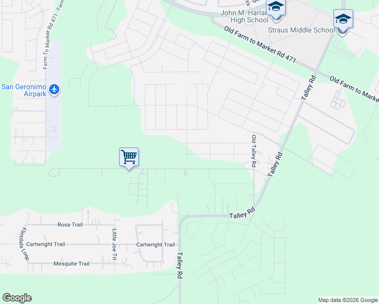 map of restaurants, bars, coffee shops, grocery stores, and more near 7337 Talley Road in San Antonio