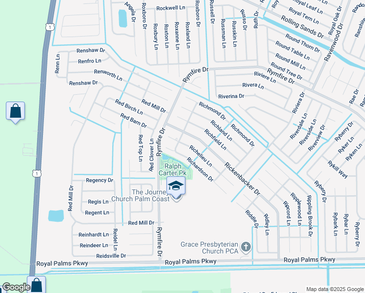 map of restaurants, bars, coffee shops, grocery stores, and more near 4 Richelieu Lane in Palm Coast