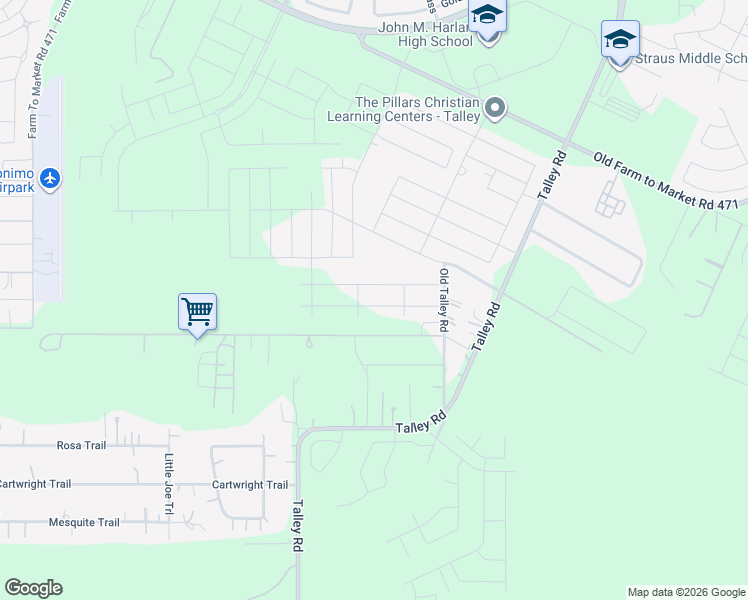 map of restaurants, bars, coffee shops, grocery stores, and more near 7337 Talley Rd in San Antonio