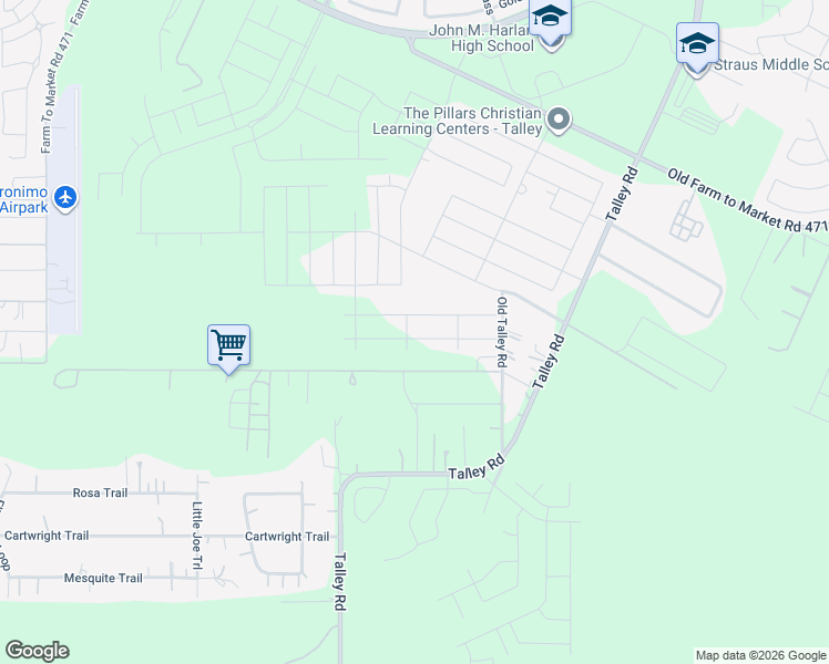 map of restaurants, bars, coffee shops, grocery stores, and more near 7337 Talley Rd in San Antonio