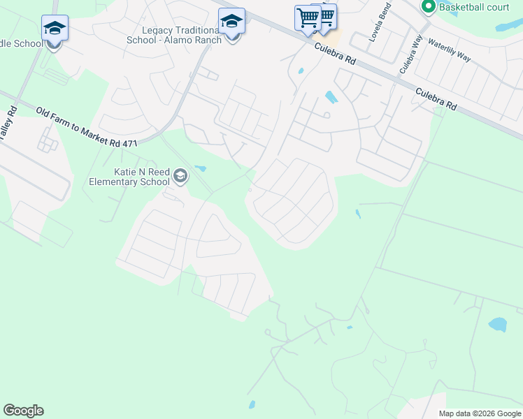 map of restaurants, bars, coffee shops, grocery stores, and more near Sendero Roble in San Antonio