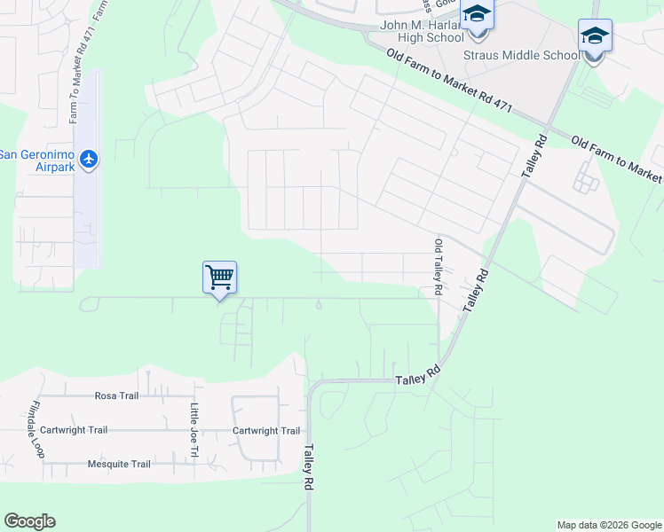 map of restaurants, bars, coffee shops, grocery stores, and more near 7337 Talley Road in San Antonio