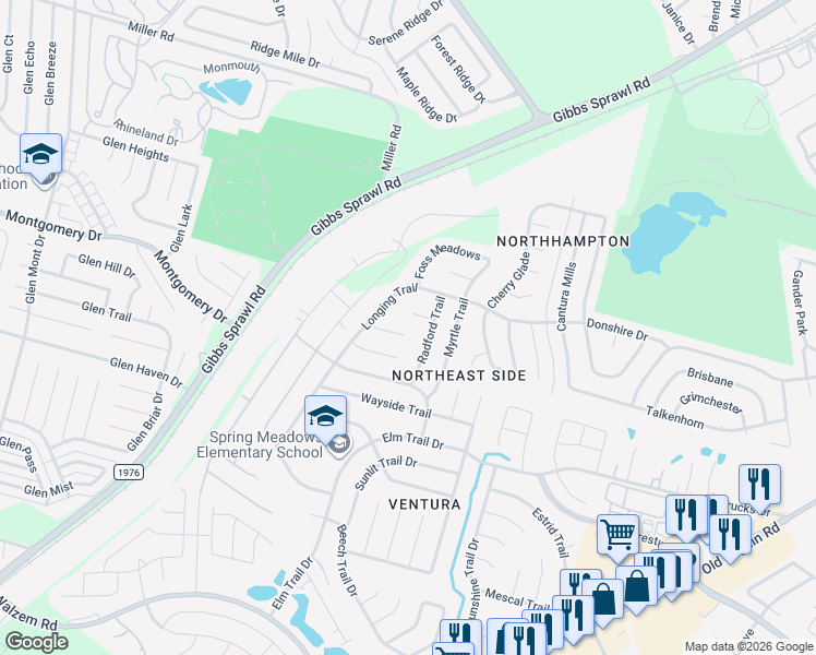 map of restaurants, bars, coffee shops, grocery stores, and more near 7914 Millers Trail in San Antonio