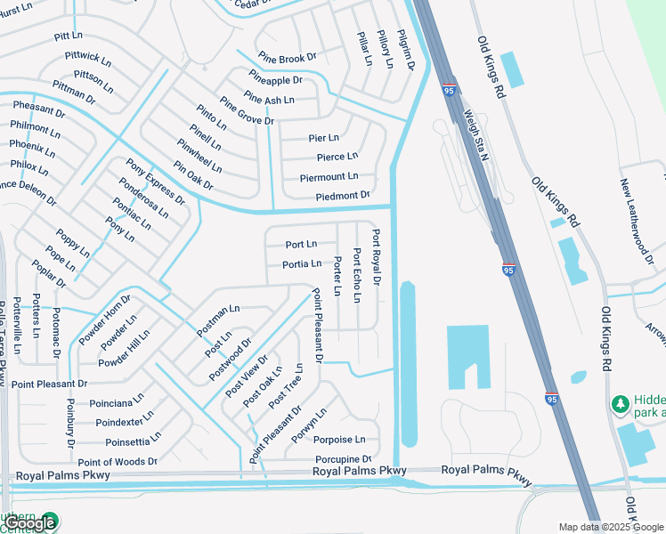 map of restaurants, bars, coffee shops, grocery stores, and more near 24 Portia Lane in Palm Coast