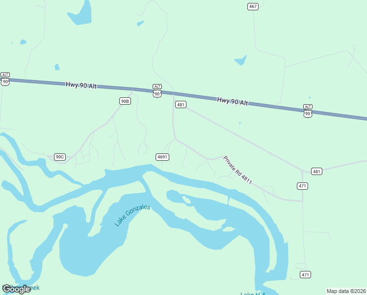 map of restaurants, bars, coffee shops, grocery stores, and more near 719 Private Road 4811 in Gonzales