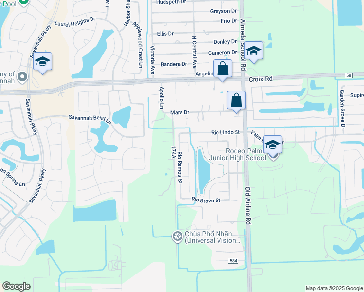 map of restaurants, bars, coffee shops, grocery stores, and more near 5403 Rio Ramos Street in Rosharon