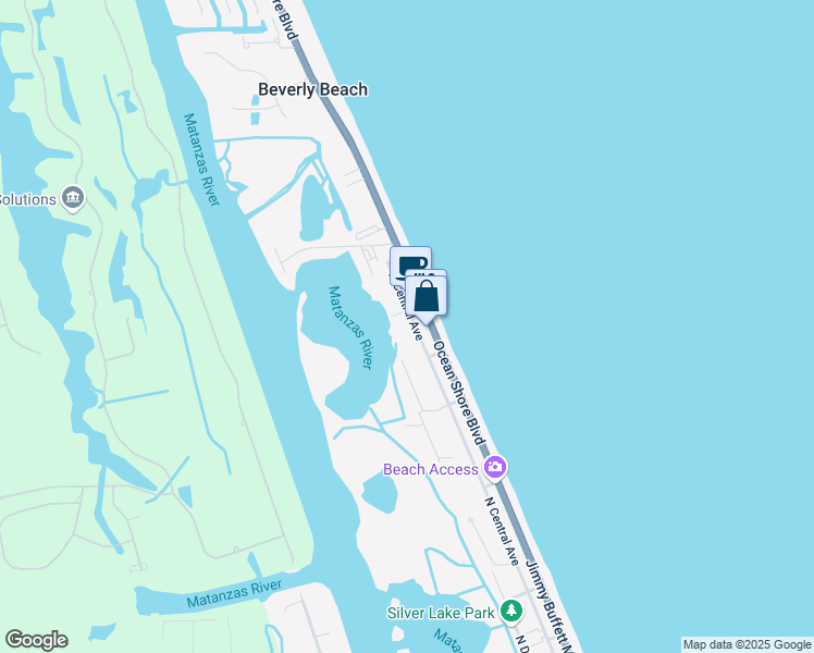 map of restaurants, bars, coffee shops, grocery stores, and more near 2119 North Central Avenue in Flagler Beach