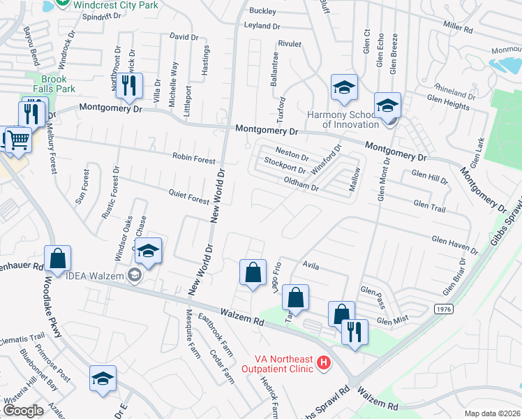 map of restaurants, bars, coffee shops, grocery stores, and more near 6914 Belforest in San Antonio