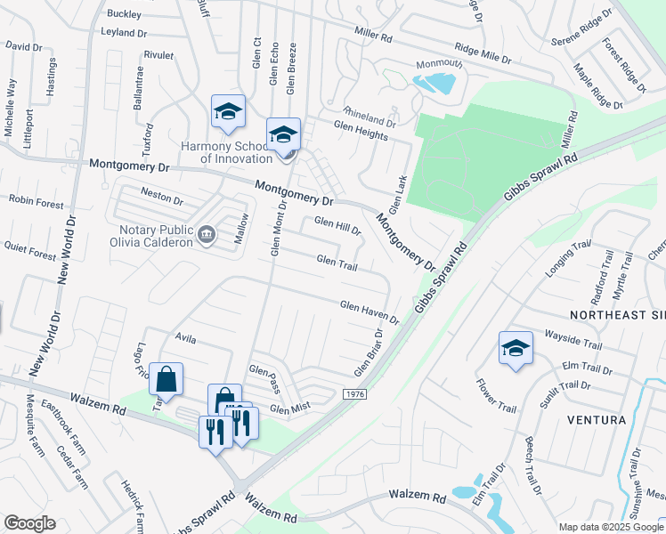 map of restaurants, bars, coffee shops, grocery stores, and more near 7226 Glen Trail in San Antonio