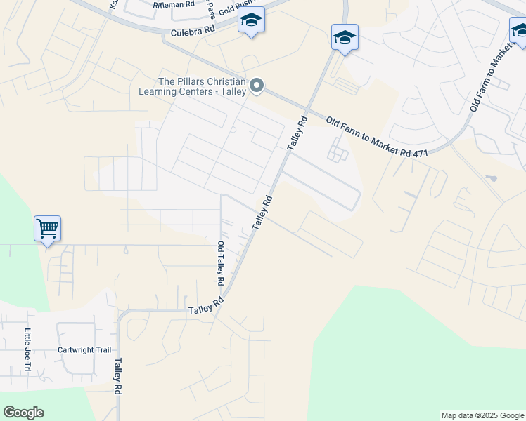 map of restaurants, bars, coffee shops, grocery stores, and more near 7401 Talley Road in San Antonio