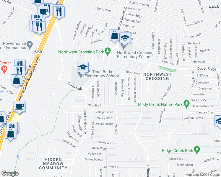 map of restaurants, bars, coffee shops, grocery stores, and more near 7263 Hardesty in San Antonio