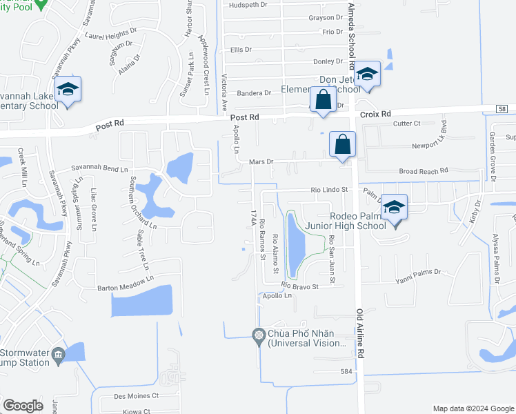 map of restaurants, bars, coffee shops, grocery stores, and more near 5314 Rio Ramos Street in Rosharon