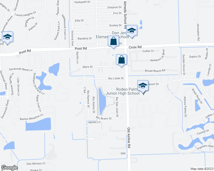 map of restaurants, bars, coffee shops, grocery stores, and more near 12618 Rio Brazos Street in Rosharon
