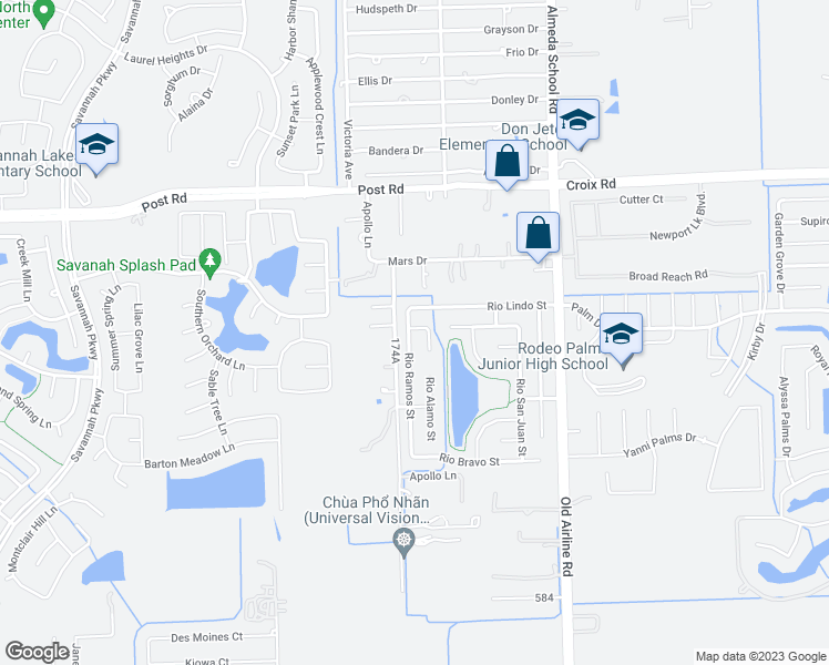 map of restaurants, bars, coffee shops, grocery stores, and more near 5401 Rio Ramos Street in Rosharon