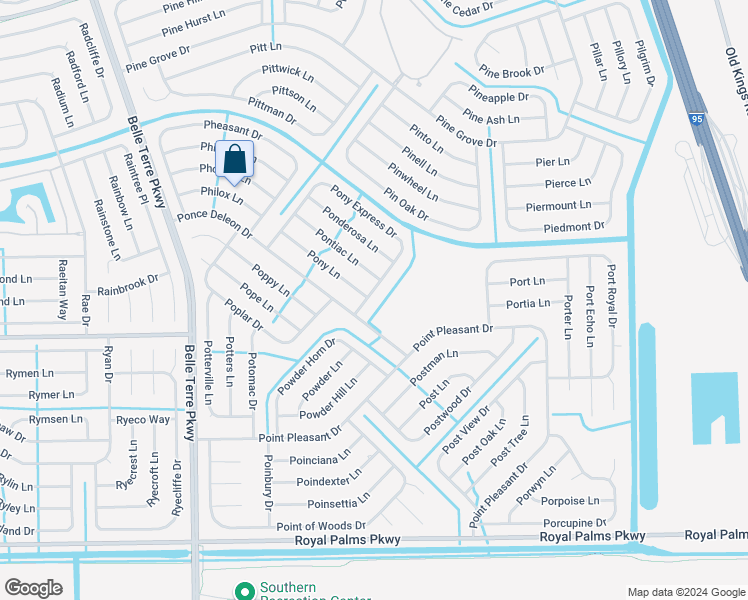 map of restaurants, bars, coffee shops, grocery stores, and more near 87 Pony Express Drive in Palm Coast