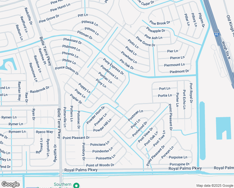 map of restaurants, bars, coffee shops, grocery stores, and more near 87 Pony Express Drive in Palm Coast