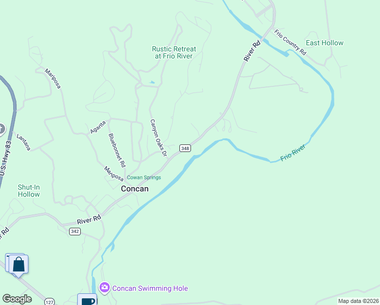 map of restaurants, bars, coffee shops, grocery stores, and more near 1242 County Road 348 in Concan