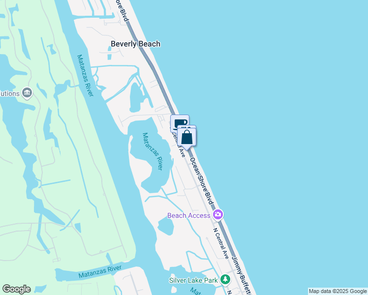 map of restaurants, bars, coffee shops, grocery stores, and more near 2119 North Central Avenue in Flagler Beach