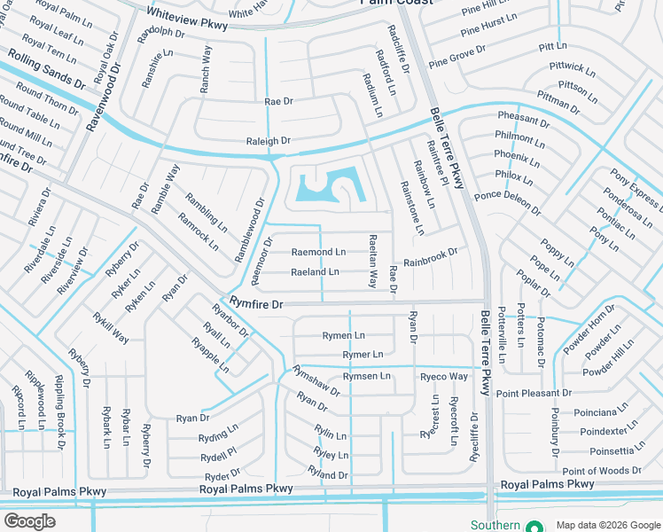 map of restaurants, bars, coffee shops, grocery stores, and more near 22 Raeland Lane in Palm Coast