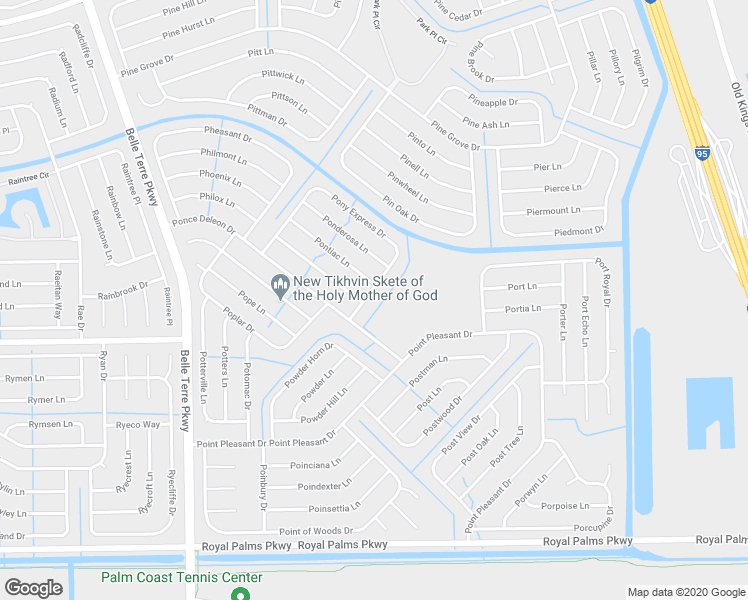 map of restaurants, bars, coffee shops, grocery stores, and more near 87 Pony Express Drive in Palm Coast