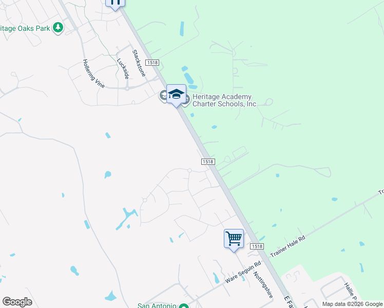 map of restaurants, bars, coffee shops, grocery stores, and more near 8033-8289 Farm to Market 1518 in Schertz