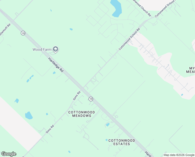 map of restaurants, bars, coffee shops, grocery stores, and more near 3823 Cottonwood School Road in Rosenberg