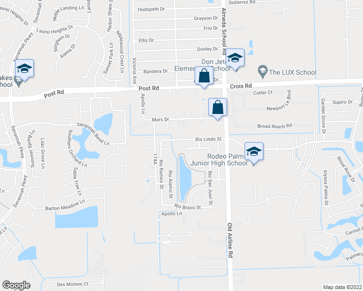 map of restaurants, bars, coffee shops, grocery stores, and more near 12719 Rio Brazos Street in Rosharon