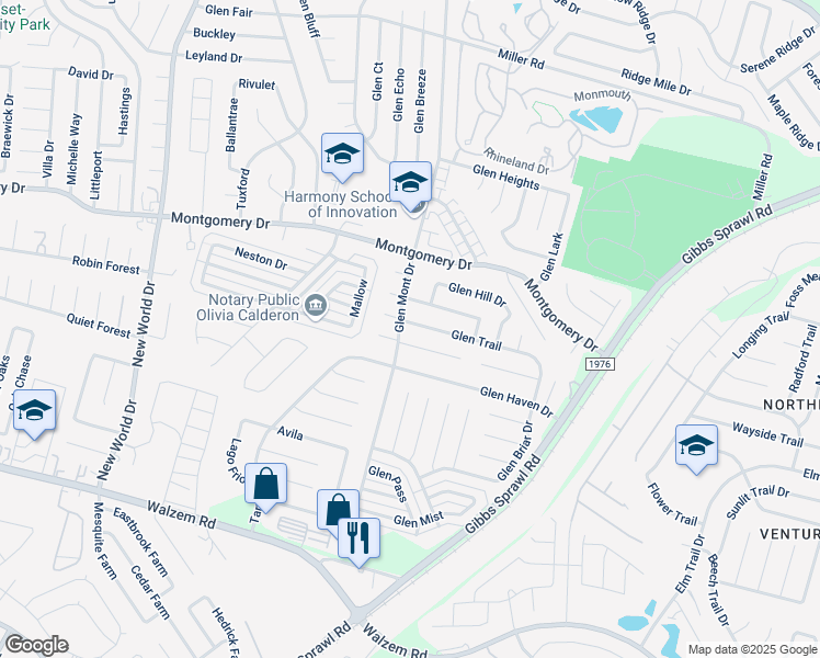 map of restaurants, bars, coffee shops, grocery stores, and more near 7102 Glen Grove Drive in San Antonio