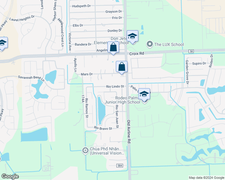 map of restaurants, bars, coffee shops, grocery stores, and more near 12609 Rio Brazos Street in Rosharon