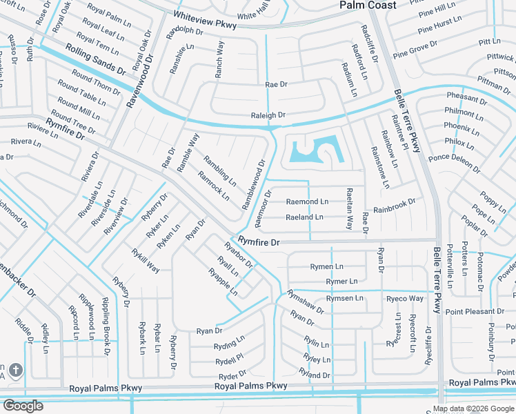 map of restaurants, bars, coffee shops, grocery stores, and more near 65 Raemoor Drive in Palm Coast