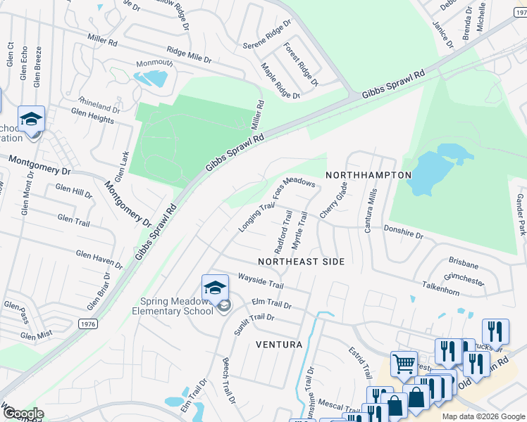 map of restaurants, bars, coffee shops, grocery stores, and more near 7914 Millers Trail in San Antonio