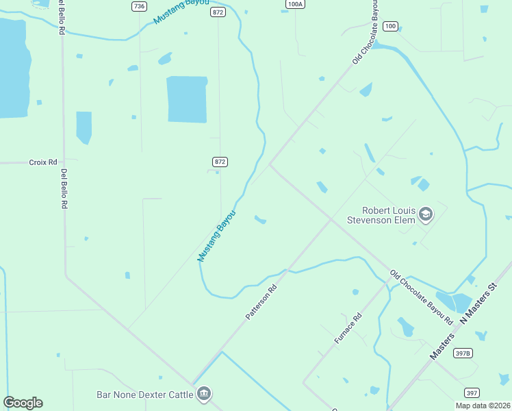 map of restaurants, bars, coffee shops, grocery stores, and more near 6410 Chocolate Bayou Road in Manvel