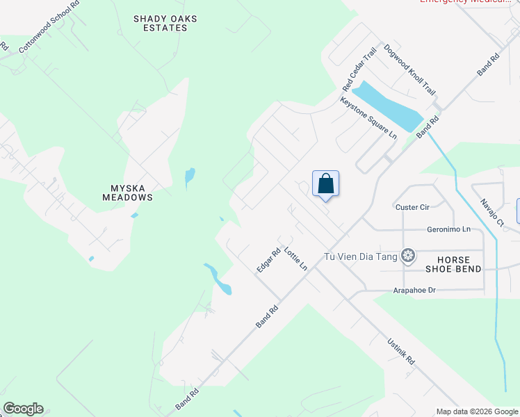 map of restaurants, bars, coffee shops, grocery stores, and more near 2626 Zephyr Lane in Rosenberg