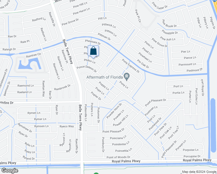 map of restaurants, bars, coffee shops, grocery stores, and more near 23 Poppy Lane in Palm Coast