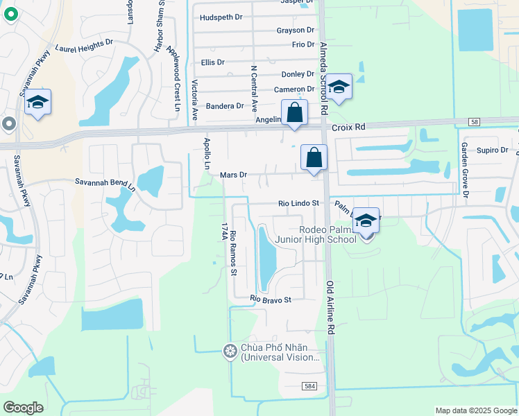 map of restaurants, bars, coffee shops, grocery stores, and more near 12713 Rio Lindo Street in Rosharon