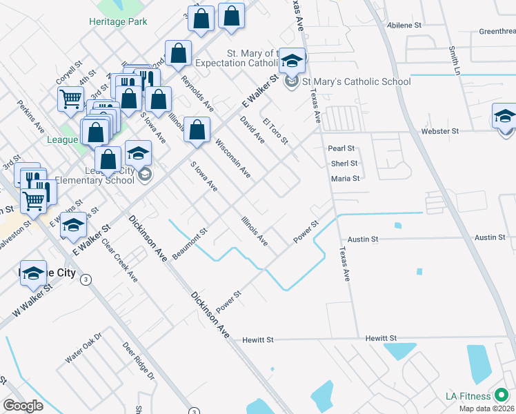 map of restaurants, bars, coffee shops, grocery stores, and more near 824 Oak Lodge Court in League City