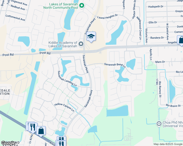 map of restaurants, bars, coffee shops, grocery stores, and more near 13608 Summer Spring Lane in Rosharon