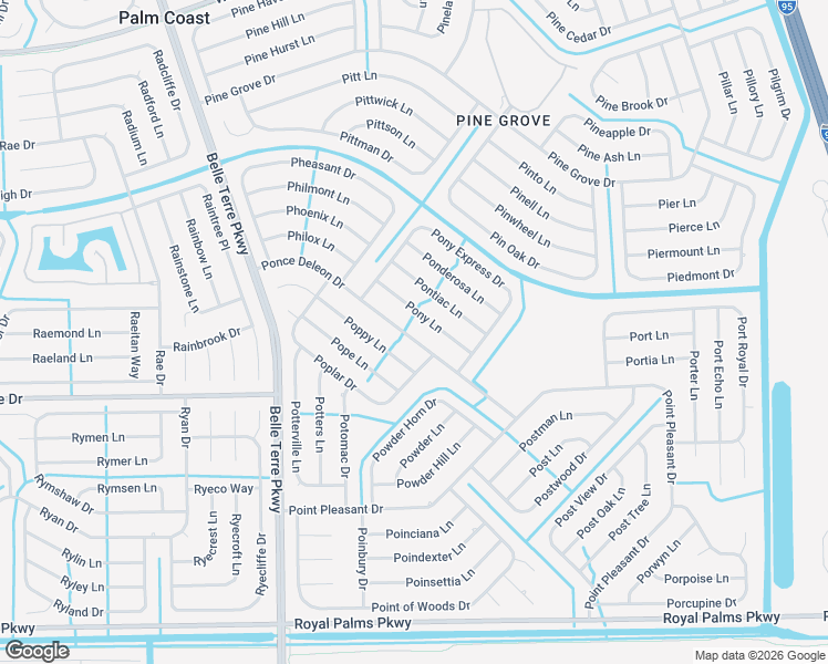 map of restaurants, bars, coffee shops, grocery stores, and more near 49 Ponce Deleon Drive in Palm Coast