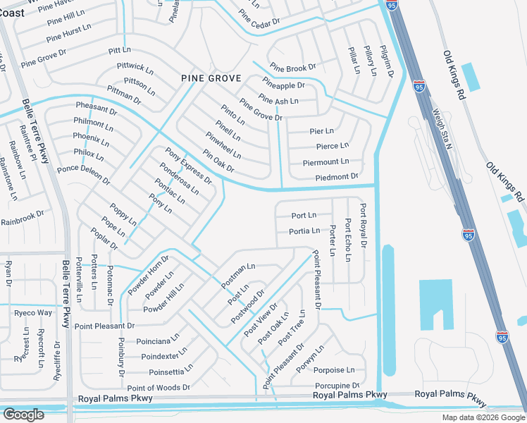 map of restaurants, bars, coffee shops, grocery stores, and more near 19 Port Royal Drive in Palm Coast