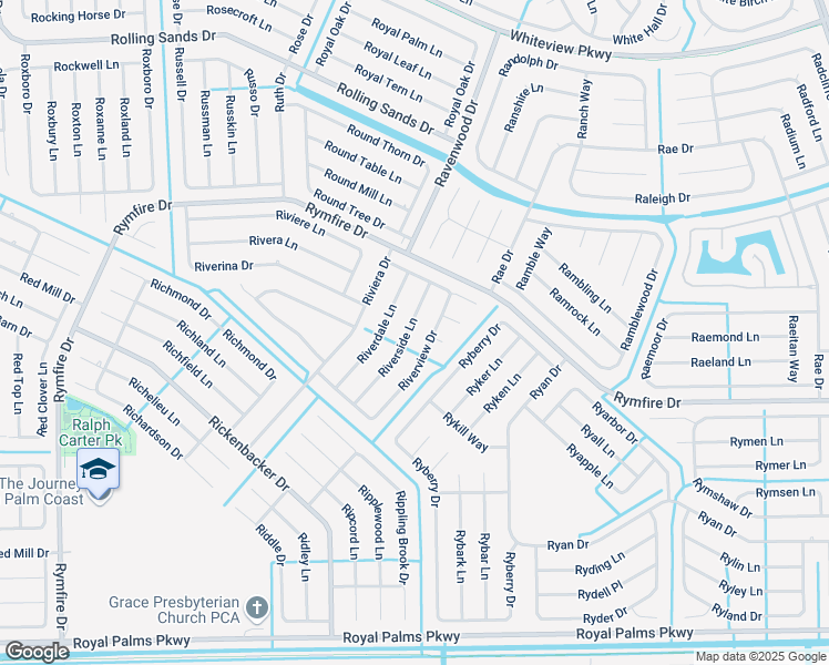 map of restaurants, bars, coffee shops, grocery stores, and more near 28 Riverside Lane in Palm Coast
